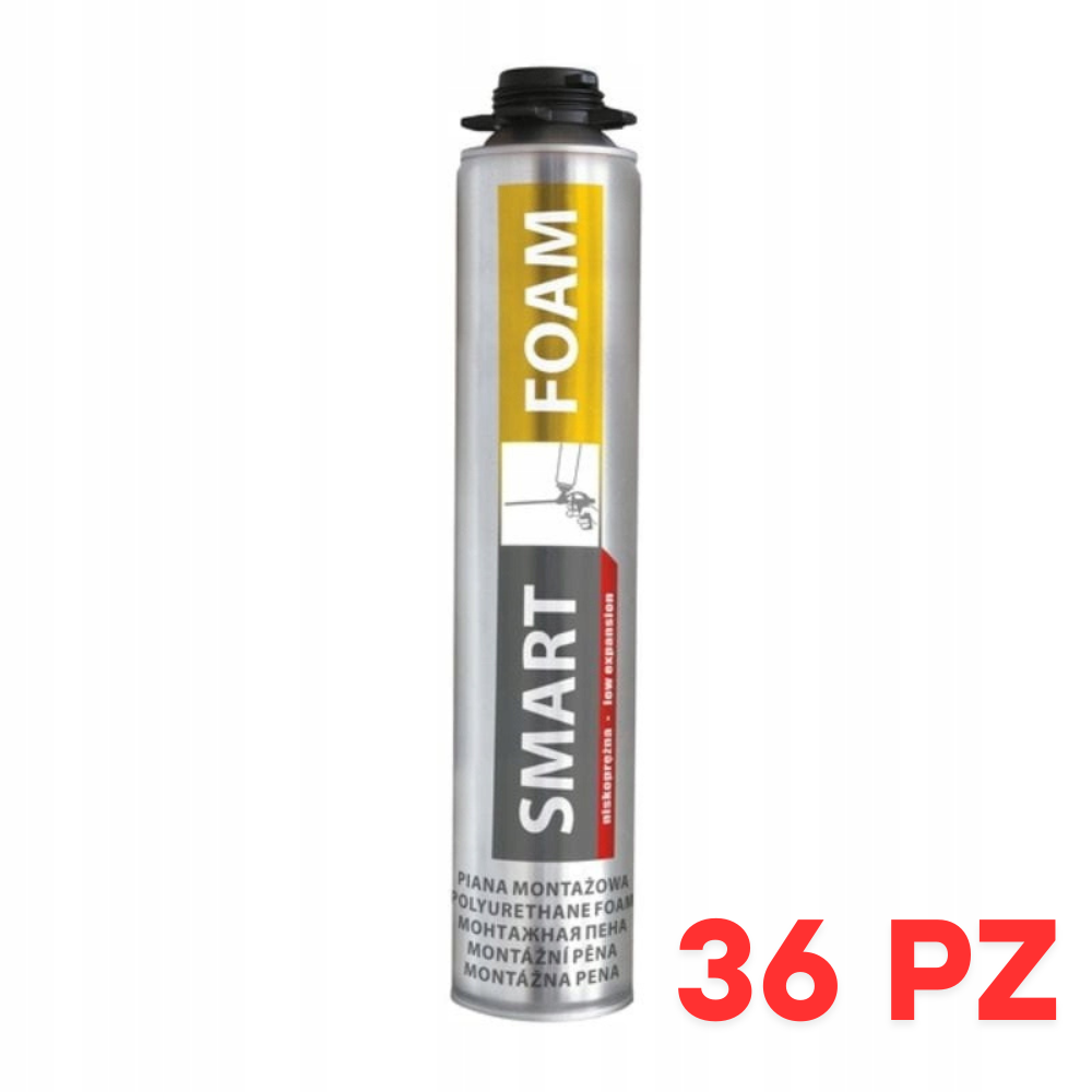 Schiuma poliuretanica a bassa espansione 750 g per pistola (36 pz) – PMP-SMART